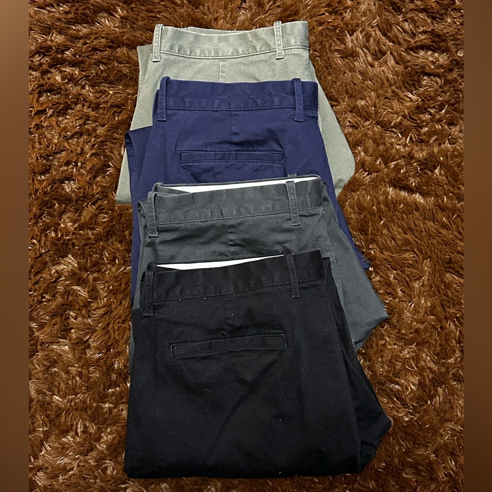 J. Crew Chino LOT OF 4. Green, Navy, Grey, Black FLEX Athletic Slim.